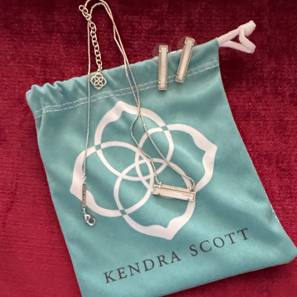 Kendra Scott Silver Bar Necklace and Earrings